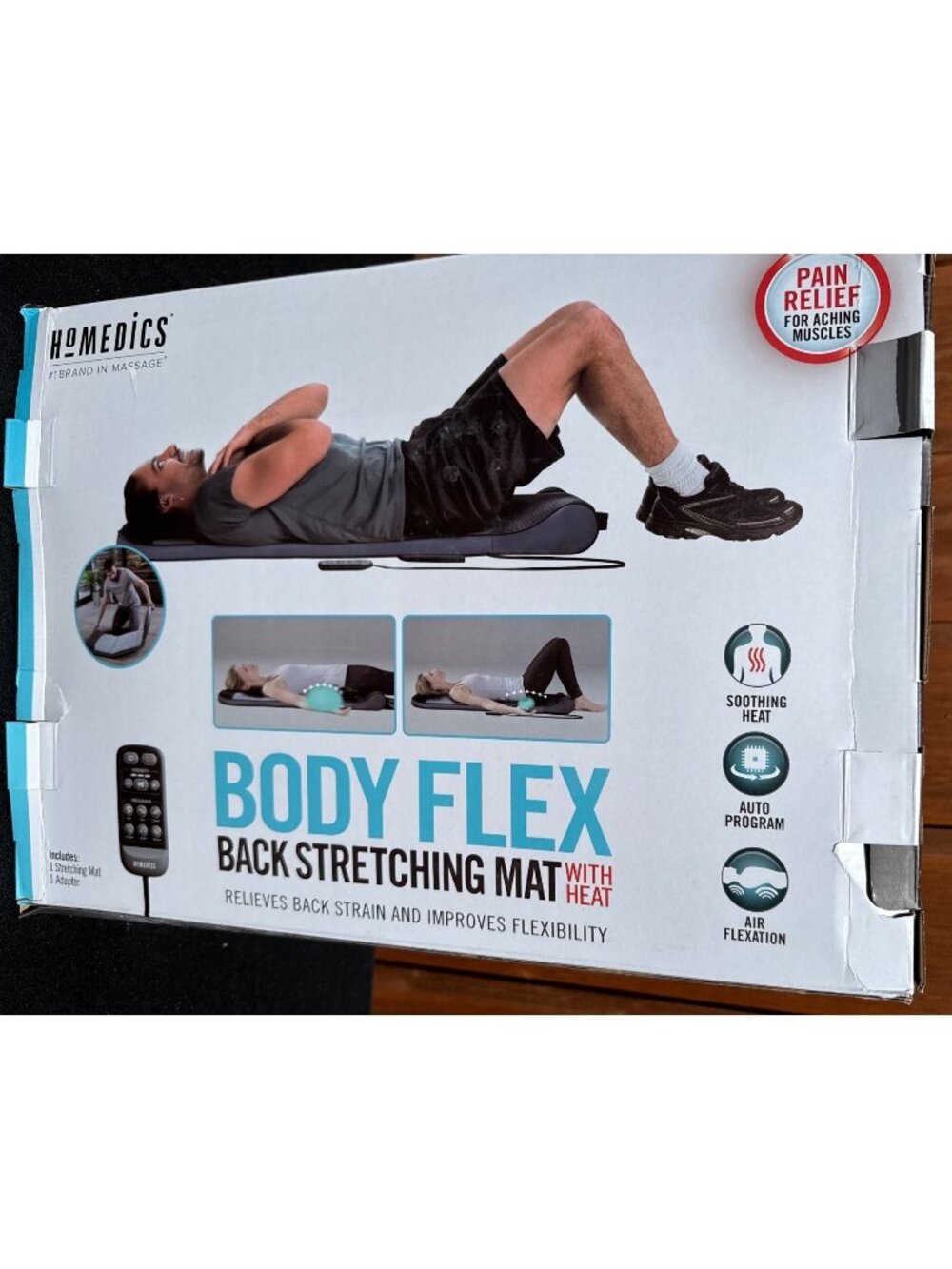 Back Stretching Mat +Heat HoMedics Body Flex Relieves Back Strain +Flexibility
